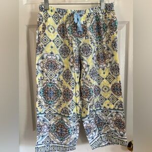 peter alexander Yellow Paisley Cropped Women’s Pajama Pants Small Drawstring